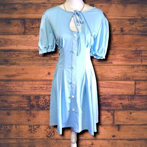 Light Blue Fitted Mini Dress w/Puff Sleeves